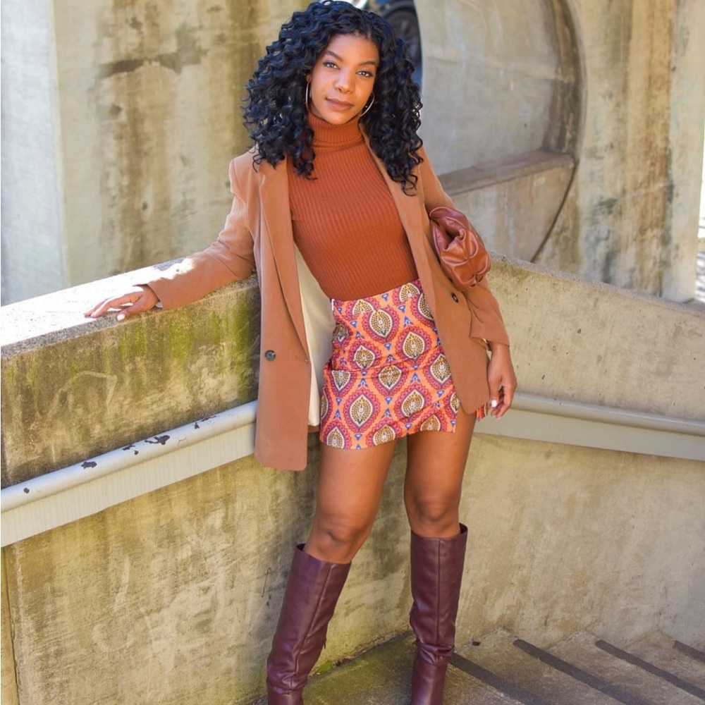 Tribal Print Mini Skirt 🧡🤎